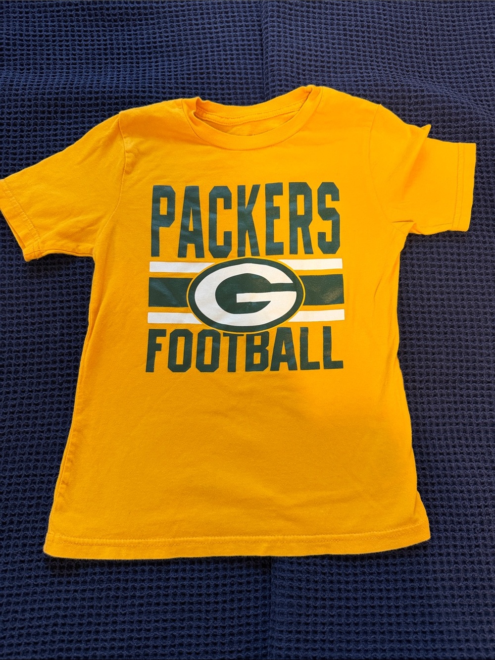NFL Kids Gold Packers Football Tee with Green Logo